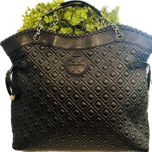 Tori Burch Embossed Leather Tote Bag